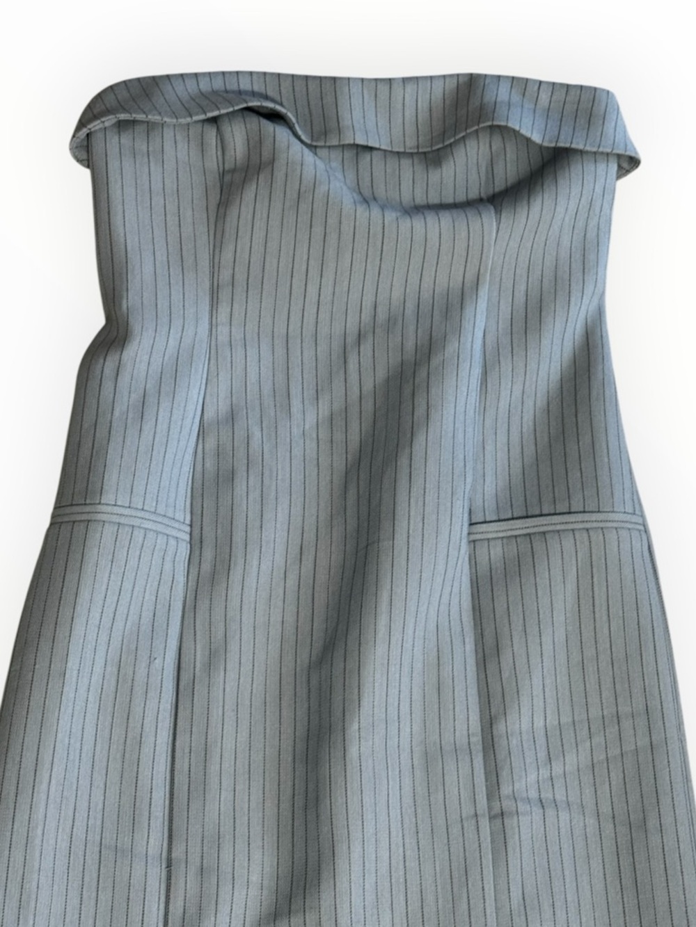 ABERCROMBIE & FITCH Striped Blue Strapless Tailored Midi Dress XS XSP Petite NWT - Picture 4 of 7